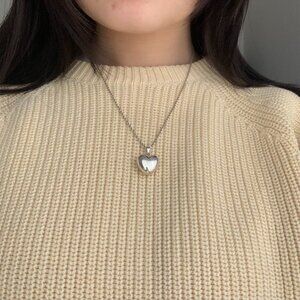 Sterling Silver Puffy Heart Necklace